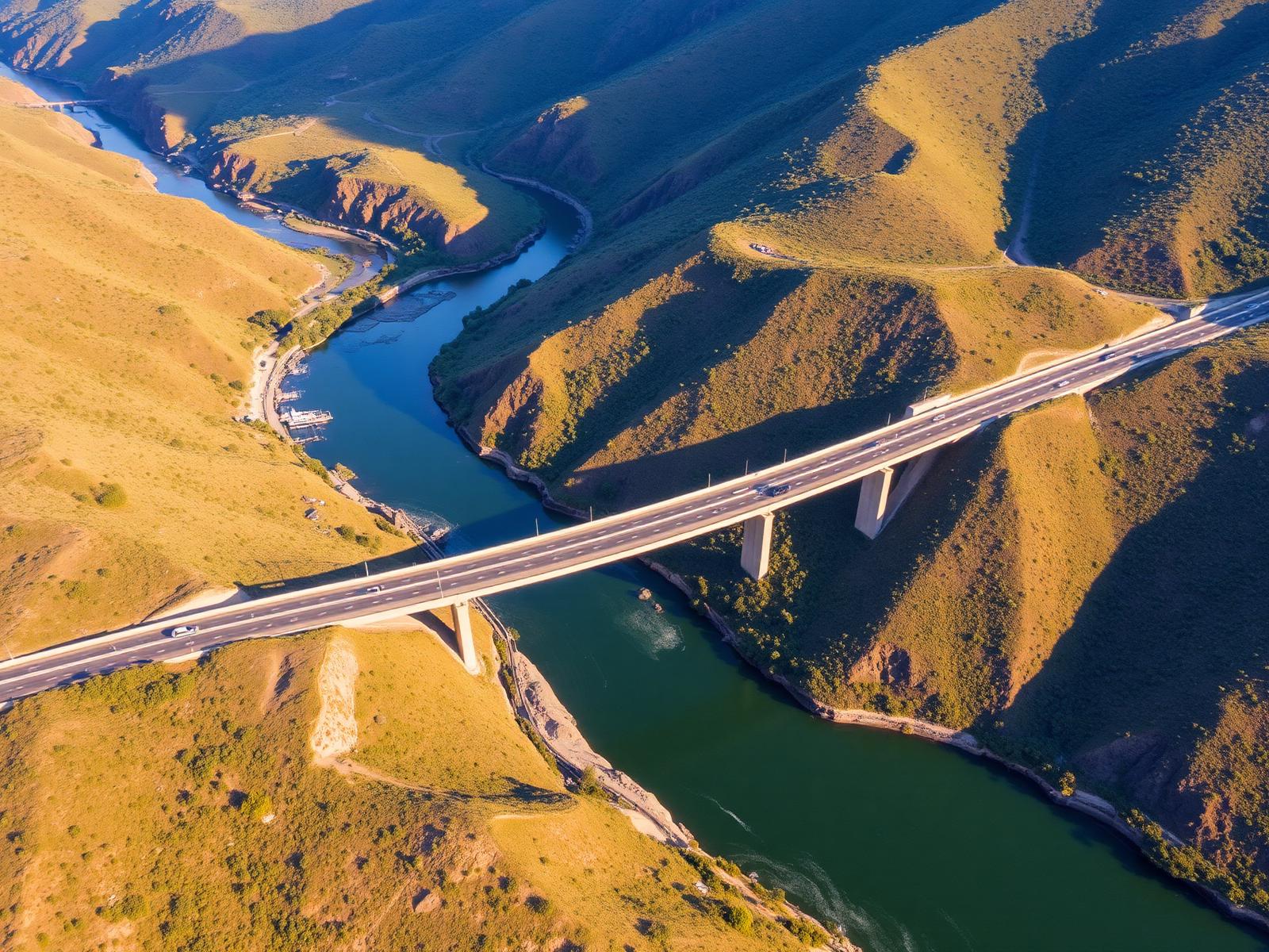 Highway bridge crossing a river valley in South Africa