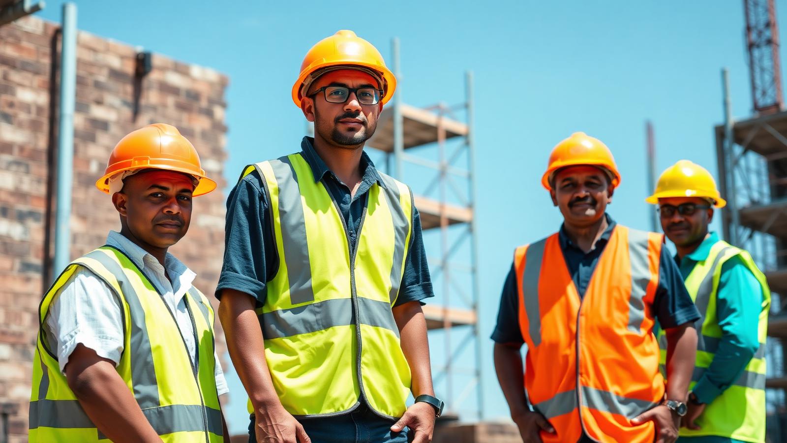 South African construction team on a building site