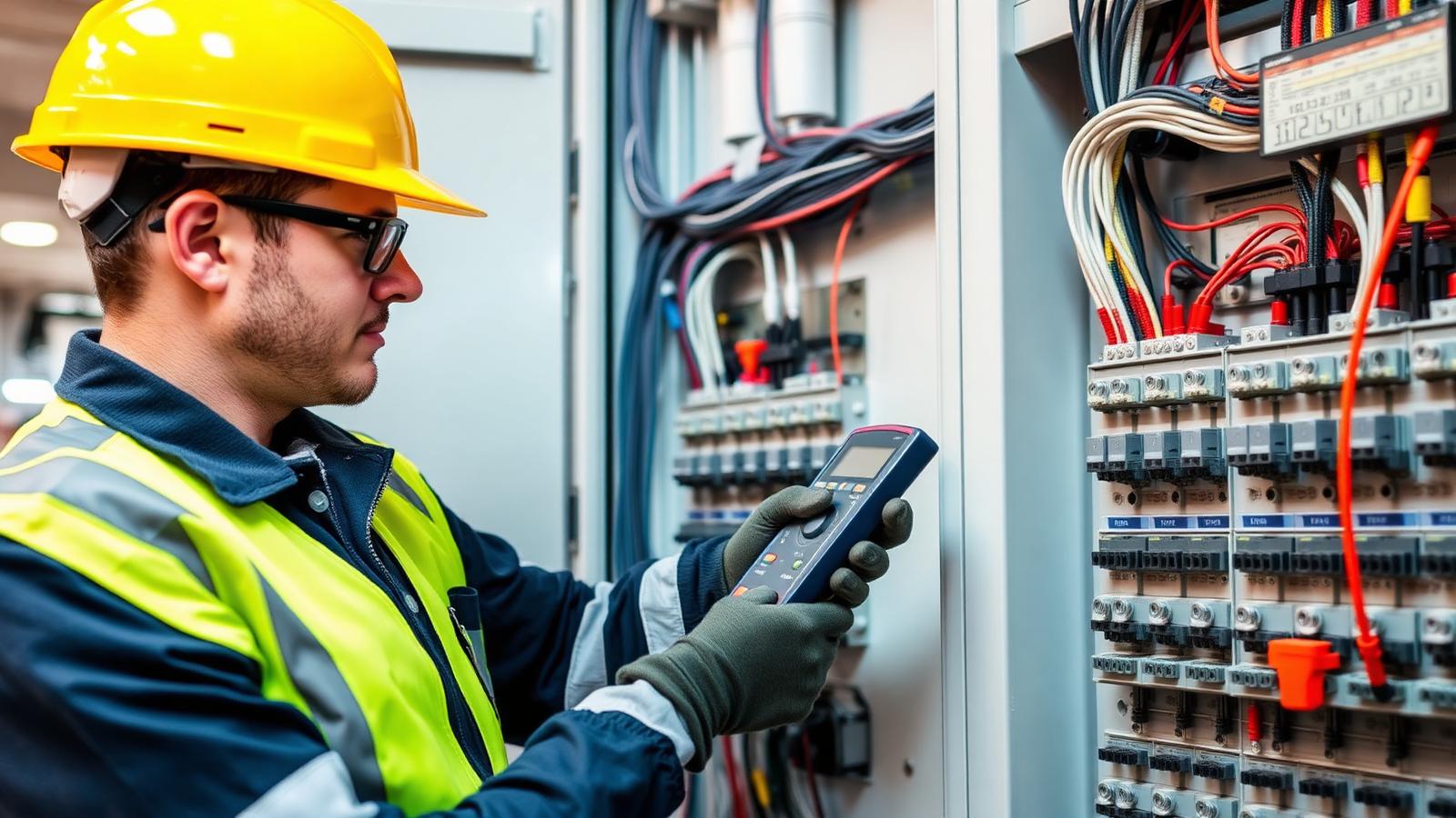 Electrician working on a distribution board