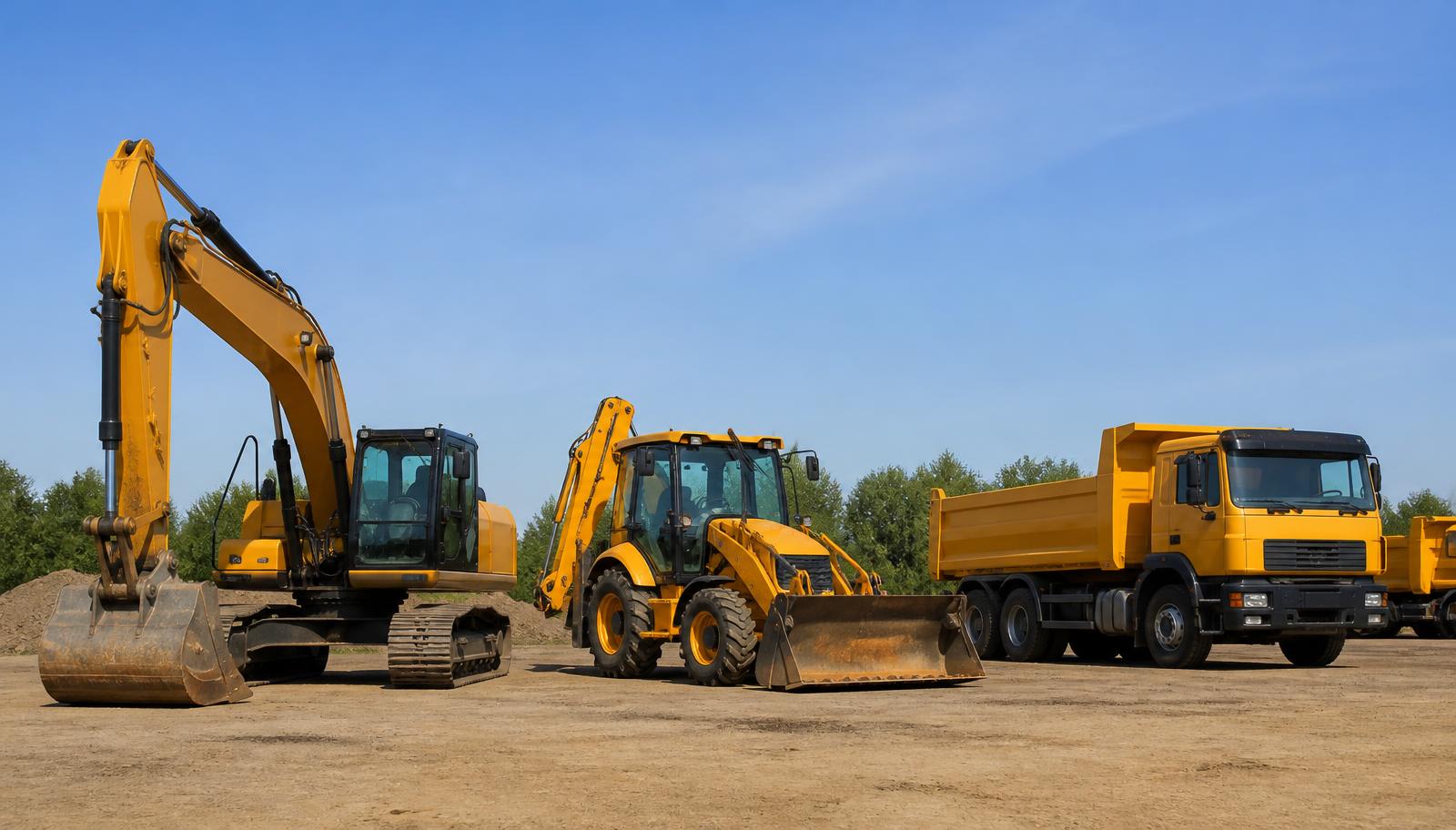 Construction plant and machinery on a yard